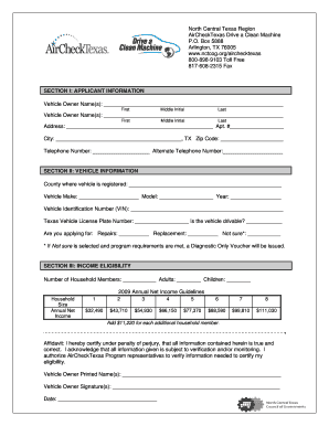 AirCheckTexas Vehicle Repair/Replacement Application