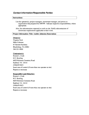Stormwater Pollution Prevention Plan Form