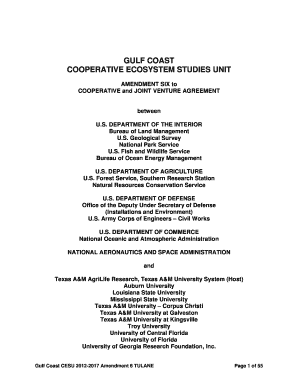 GULF COAST COOPERATIVE ECOSYSTEM STUDIES UNIT AMENDMENT SIX to COOPERATIVE and JOINT VENTURE AGREEMENT between U - cesu psu