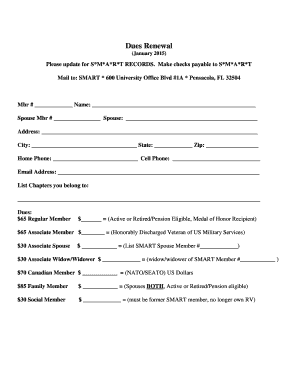 SMART Records Dues Renewal Form