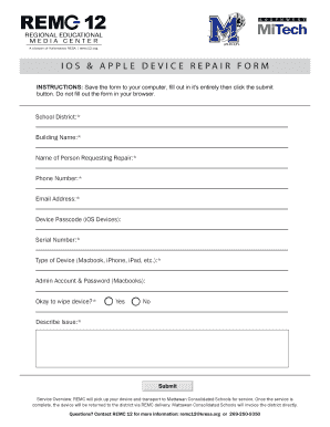 Southwest MiTech iOS & Apple Device Repair Form