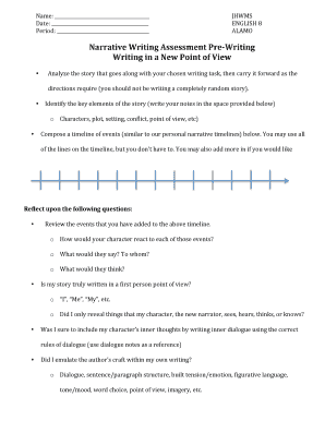 Narrative Writing Assessment Pre-Writing