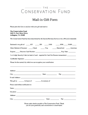 Mail-in Gift Form