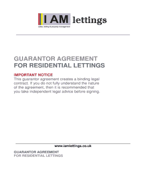 Guarantor Agreement for Residential Lettings
