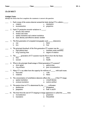 CT Multiple Choice Test