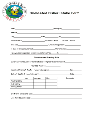 Dislocated Fisher Intake Form