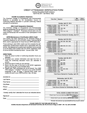 Credit Attendance Verification Form