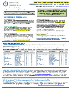 ACOEM 2013 Membership Application