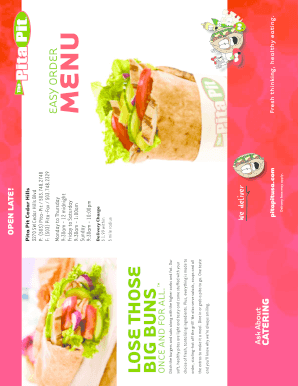 Pita Pit Menu Order Form
