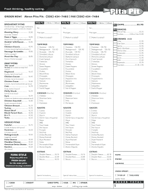 Pita Pit Order Form