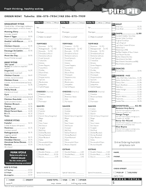 Pita Pit Order Form