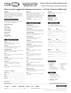 Pita Pit San Luis Obispo Order Form