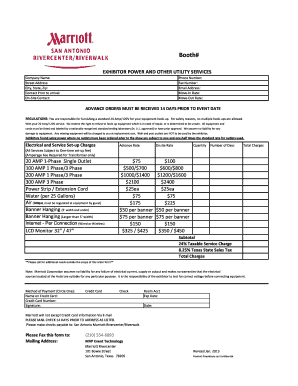 Exhibitor Utility Services Order Form