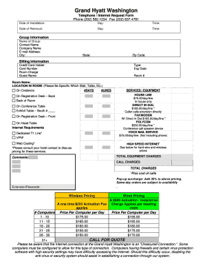 Grand Hyatt Washington Telephone Internet Request Form