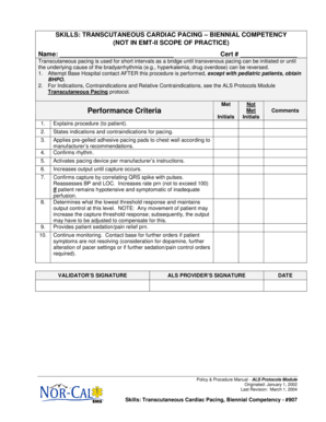 Transcutaneous Cardiac Pacing Competency Form