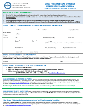 Medical Student Membership Application