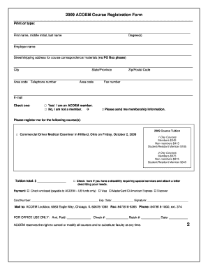 ACOEM Course Registration Form