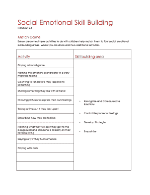 Social Emotional Skill Building Match Game