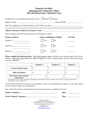 2013-2014 Real Estate Value/Debt Form