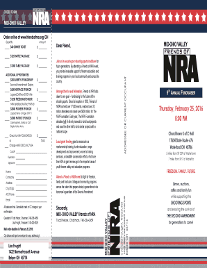 Friends of NRA Fundraiser Order Form
