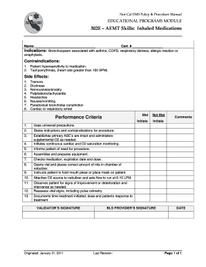 AEMT Skills Inhaled Medications Form