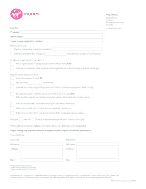 Virgin Money Gift Declaration Form