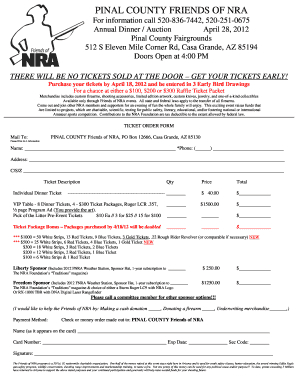 ticket raffle template pinal county nra friends excel word pdffiller