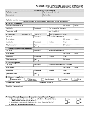 Permit to Construct or Demolish Application