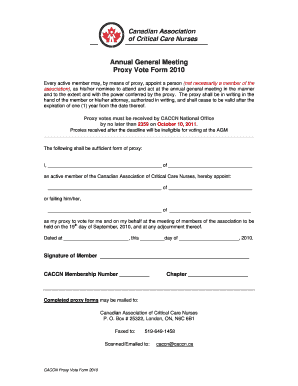 CACCN Proxy Vote Form 2010