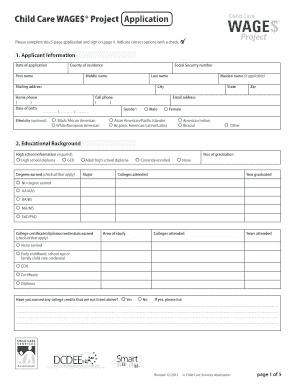 Child Care WAGE$ Project Application
