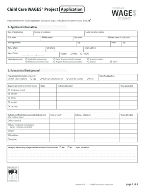 Child Care WAGE$ Project Application