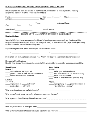Housing Preference Survey - Independent Registration