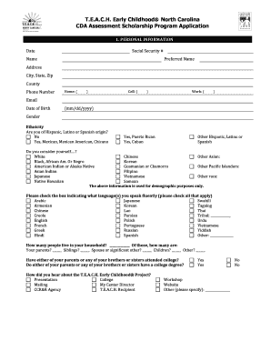T.E.A.C.H. Early Childhood CDA Assessment Scholarship Application