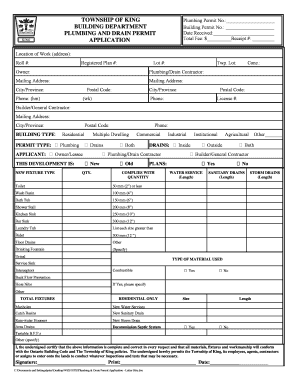 Plumbing and Drain Permit Application