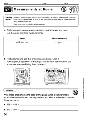 Home Link Measurement Activities
