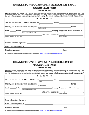 Quakertown Community School District School Bus Pass