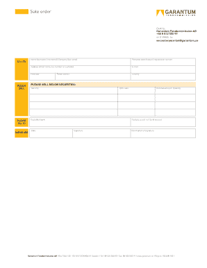Sale Order Form