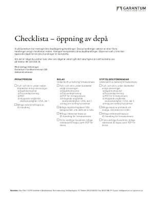 Depot Opening Checklist
