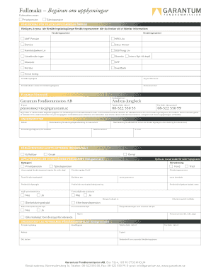 Swedish Pension Information Request Power of Attorney