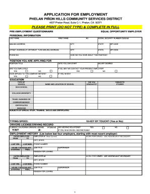 Employment Application Form