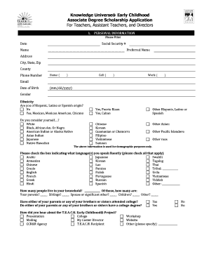 Knowledge Universe Early Childhood Associate Degree Scholarship Application