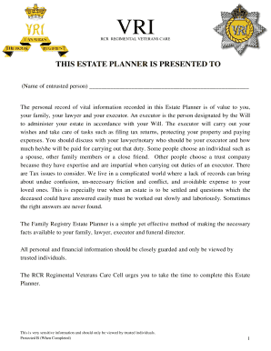 Regimental Veterans Care Estate Planner