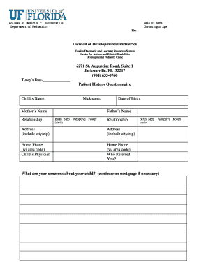 Patient History Questionnaire