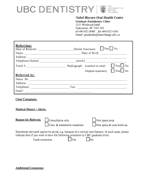 Endodontic Referral Form