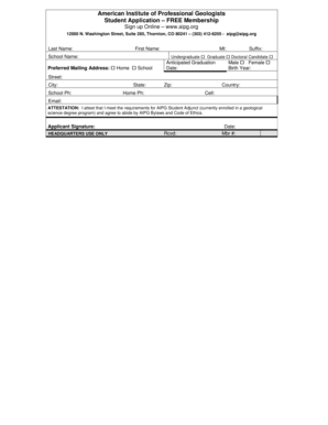 AIPG Student Application Form