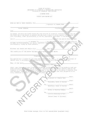 Illinois Licensed Payday Loan Bond