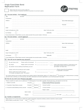 Virgin Fixed Rate Bond Application Form