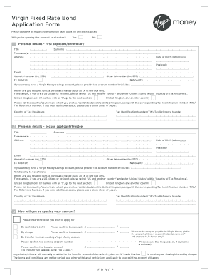 Virgin Fixed Rate Bond Application Form