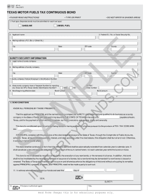 Texas Motor Fuels Tax Continuous Bond