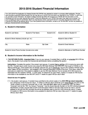 2015-2016 FAFSA Verification Worksheet